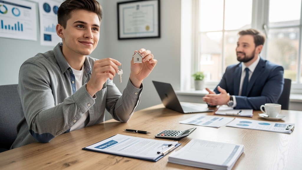First-time buyer holding house keys celebrating Help to Buy property purchase