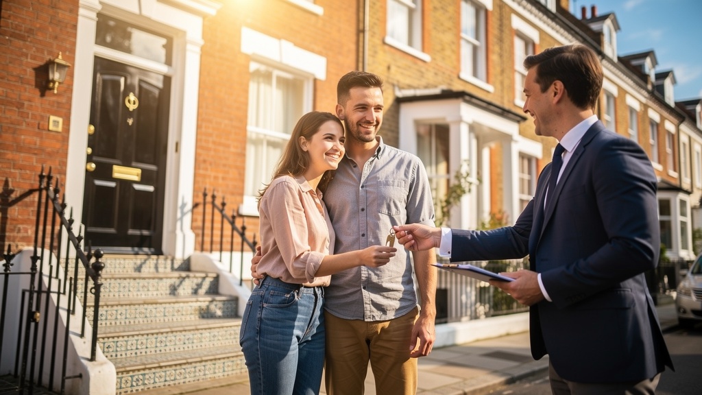 Happy home buyers celebrating their property purchase in Barnet