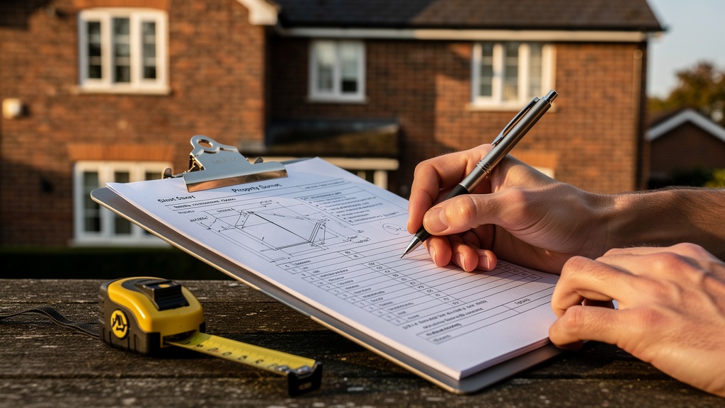 RICS surveyor writing a detailed property survey report in Barnet